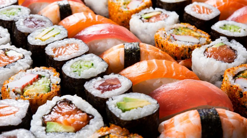 A variety of sushi.